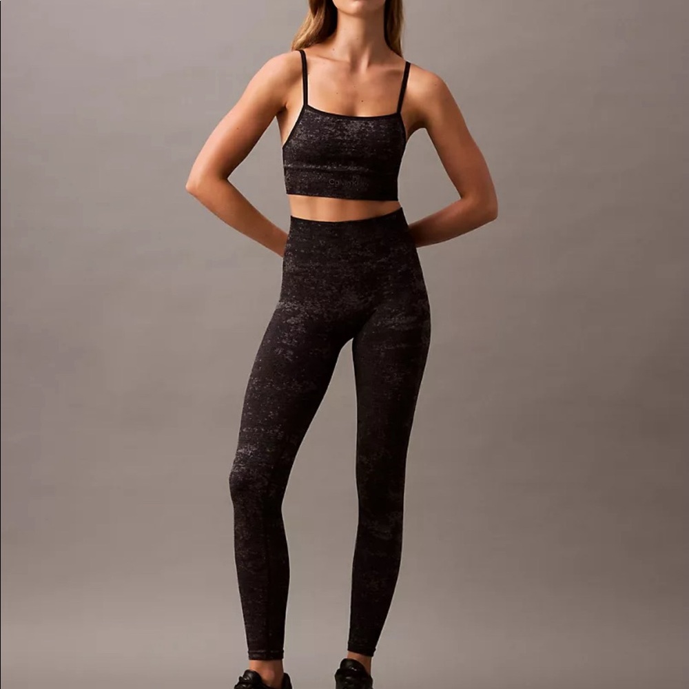 CK Sport Seamless Print Leggings - Black Beauty XL
